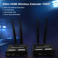 Extensor HDMI Inalámbrico 1080P 60Hz 2.4G 5.8GHz, Kit Transmisor y Receptor de 200m con Control Remoto IR y Salida Local para PC y Proyector