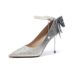 9888W-012 Sandalias de Tacón Alto con Punta Puntiaguda, Tacón de Aguja, Correa Trasera, Pedrería, Elegantes Zapatos de Tacón Alto para Mujer, Zapatos de Novia - Product Image 5
