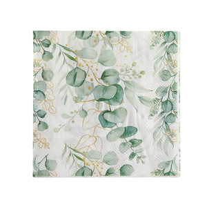 Plant Printed Paper Napkins 330mmx2 Green Leaf Design Disposable For Birthday Party Use - Product Image 3