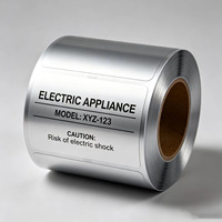 Étiquette électronique en PET argenté résistant aux hautes températures, adhésif puissant, imperméable, couleur métallique, enroulée, taille personnalisée, forme ovale