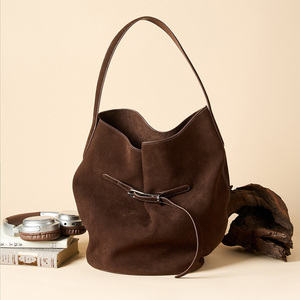 Sac seau à main en cuir de vachette pleine fleur de qualité supérieure, sac fourre-tout en cuir véritable, nouveau sac à bandoulière grande capacité pour femme, tendance - Product Image 1