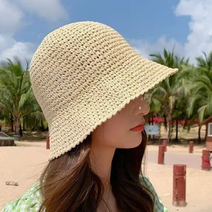 Sombrero de Paja para Mujer, Ala Ancha, Estilo Coreano, Protección Solar, para Playa, Verano, Tejido, Color Caqui, Negro, Beige, Ladrillo - Product Image 3
