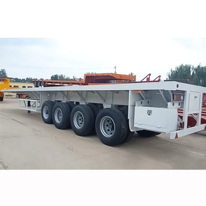 รถพ่วงบรรทุกตู้คอนเทนเนอร์แบบพื้นเรียบ 4 เพลา 16 ล้อ ขนาด 40 ฟุต 45 ฟุต สำหรับขาย - Product Image 1