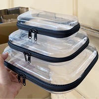 Étui de rangement rigide en plastique PET transparent, pochette de transport à fermeture éclair, organiseur de gadgets numériques quotidiens, boîte à outils, trousse de toilette de voyage