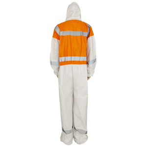 <span class=keywords><strong>Combinaison</strong></span> bi-ton jetable <span class=keywords><strong>Combinaison</strong></span> Bande réfléchissante Orange Style géologue Haut Demi-fond blanc Demi-protection Poussière Liquides - Product Image 4