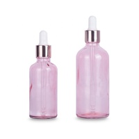 Flacons en verre de luxe avec revêtement UV, cylindriques, couleur rose, 1 oz, 5 ml, 10 ml, 15 ml, 20 ml, 30 ml, 50 ml, 100 ml, flacon compte-gouttes vide avec bouchon compte-gouttes UV