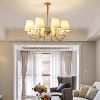 Salon lustre en laiton design simple plusieurs supports de lumière maison salle à manger chambre plafond suspendu cuivre suspension
