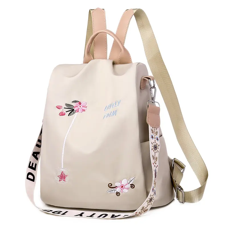 New Fashion Embroidery Flower Backpacks for Women Large Capacity Oxford Cloth Ladies Backpack Tote School Bags