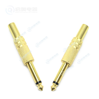 Adaptateur de prise jack 1/4 plaqué or de haute qualité Qiao, 6,35 mm, mono, pour guitares, microphones, audio, vidéo, fabriqué en Chine