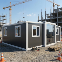 Maison préfabriquée détachable en conteneur, bureau modulaire portable en conteneur, porte coulissante en verre, conteneur temporaire pour chantier de construction