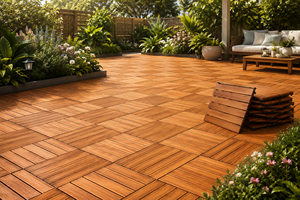 6 lames pour usage extérieur, imperméables, design moderne, dalles de terrasse en composite bois-plastique emboîtables avec bord rainuré - Product Image 6