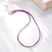 Collier de perles de verre violet fait à la main OEM de luxe Bijoux en laiton taillé à facettes pour femmes pour cadeau