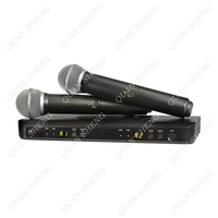 Système de micros sans fil dynamiques portables doubles Shur BLX288/PG58 avec lumières LED, omnidirectionnel, haute qualité, récepteur métallique BLX288 pour scène