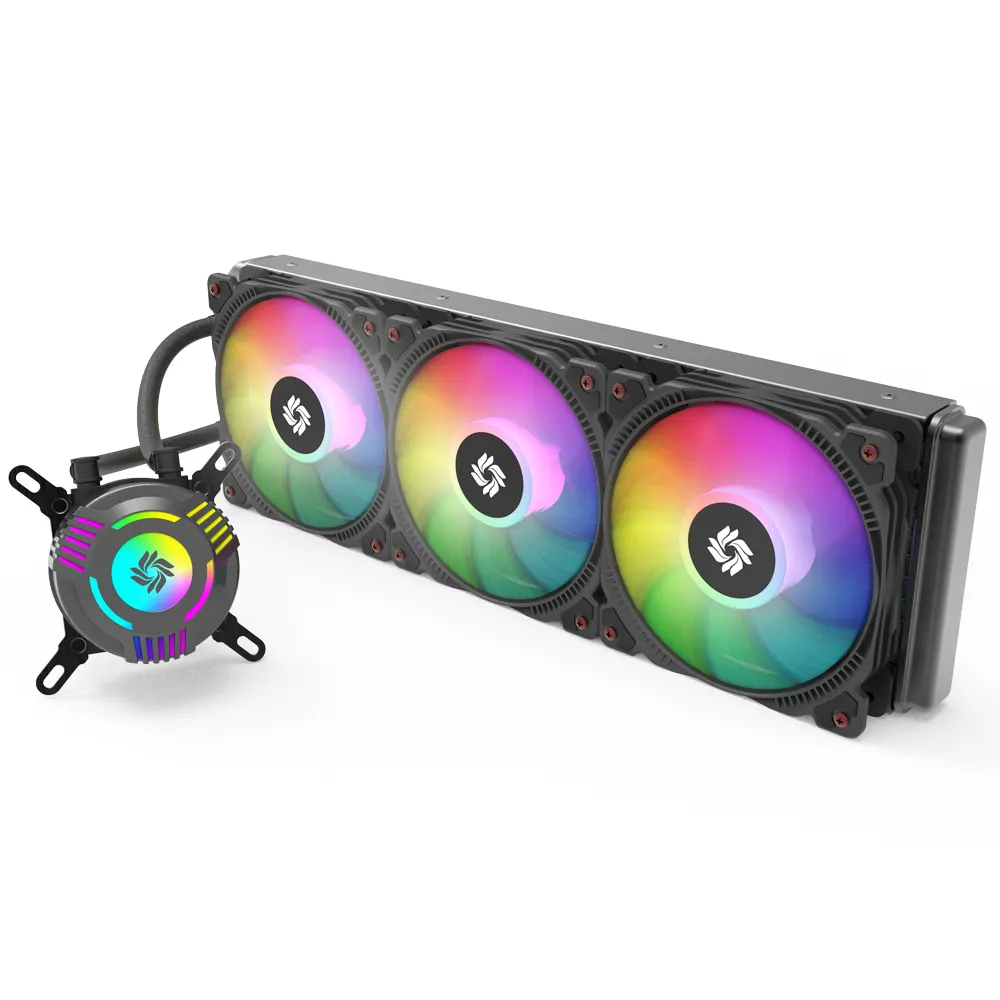 Factory supply colorful RGB light computer 360 liquid cooler with high quality super silent fan