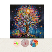 Fabricant OEM, mosaïque de pierres précieuses scintillantes, kit de peinture au diamant 5D DIY, design de fleurs et d'arbres colorés