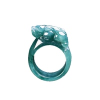 Bague Pixiu en Jadeite Naturelle de Grade A, Type Glace, Bleu Eau, Sculptée, Style Ethnique, pour Anniversaire, Bijou Exquis en Jade
