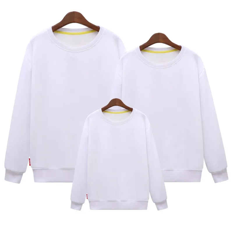 Spring autumn solid color blank round neck sweater tops bottoming shirts custom printed parent child family outfits