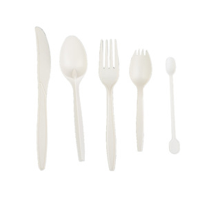Nhà Máy Giá dùng một lần thiết lập dao kéo 100% compostable phân hủy sinh học PLA combo dùng một lần thiết lập dao kéo với dĩa thìa dao - Product Image 6