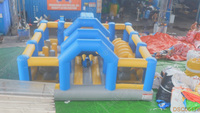 Lilytoys personnalisé lune rebond château Gonflable bleu et jaune rebond maison château sautant parcours d'obstacles gonflable pour la fête