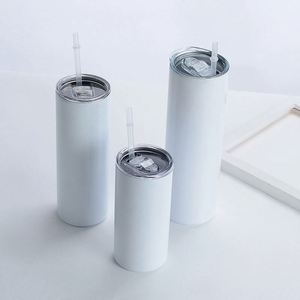 Gobelet isotherme à double paroi en acier inoxydable, 20oz 30oz, blanc, mince et droit, anti-fuite, pour sublimation, idéal pour cadeaux d'affaires - Product Image 3
