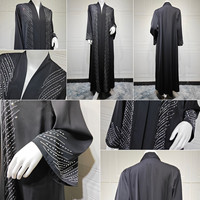 MQ251 Vêtements islamiques modestes pour femmes, Abaya, Robe musulmane, Robe noire ornée de strass, style Dubaï Arabe ouvert
