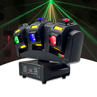 Projecteur à tête mobile 120W à 3 têtes RGBW 4-en-1 avec faisceau laser, stroboscope rotatif DMX512 IP20 540° Pan/360° Tilt pour éclairage de discothèque et de fête DJ