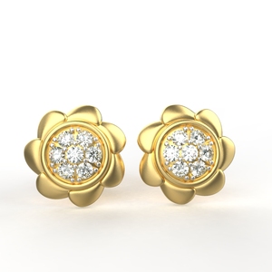 18K Gold Plated Hallmarked <b>Earrings</b> Flower-Shape Drop <b>Studs</b> Certified Lab Grown Diamonds for Kids <b>Girls</b> Women Perfect Gift Idea - Product Image 1