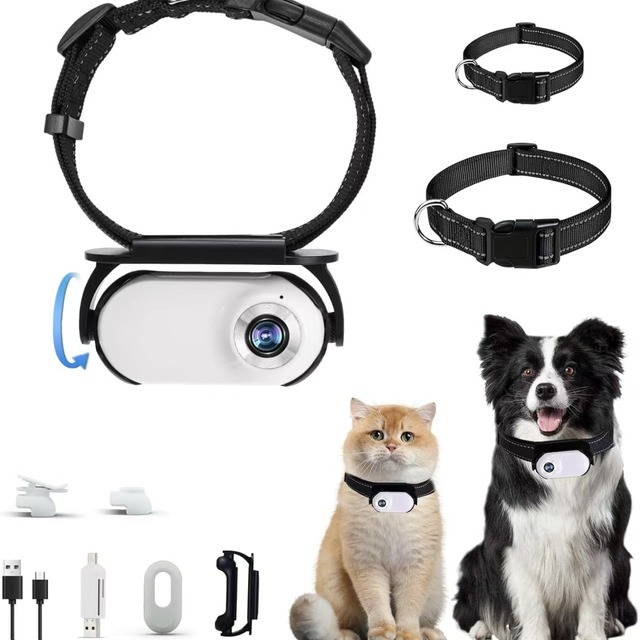 WIFI Cat Mini Camera With Collar 1080P HD Real-Time Tracking Pet Collar Camera Wireless Mini Pet Cam for Dog and Cat