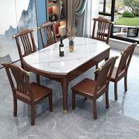 Nouvelle table à manger extensible multifonctionnelle pliable télescopique en ardoise de style chinois, pour petit appartement, 8 personnes