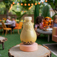 Bouteille en plastique créative de 16 oz pour thé au lait, design en forme d'ampoule avec bouchon à vis pour boissons froides et jus
