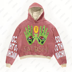 Sweat-shirt unisexe surdimensionné à capuche brodé, imperméable et coupe-vent, avec fermeture éclair, en coton lavé de haute qualité, tailles plus grandes - Product Image 6