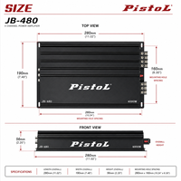 Amplificateur de voiture PISTOL Classe AB 4 canaux 4 ohms pour système audio de voiture JB-480