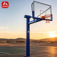 Système de basketball extérieur à structure encastrée de type direct, avec panier à cadre divisé, OEM ODM, structure galvanisée à chaud personnalisée