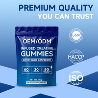 Gomitas de Creatina con Sabor a Frambuesa Azul, 60 Unidades, 5G por Porción, Suplemento Dietético, OEM/ODM
