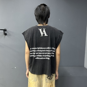 Streetwear Fashion Print Logo Men's <b>Rhinestone</b> Acid Wash Tank <b>Top</b> Gym Wear Tank <b>Top</b> Gym Sleeveless T-Shirt Applique Vest for Men - Product Image 3