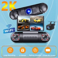 Caméra de tableau de bord de voiture 2K Ultra HD à 4 objectifs avec caméra avant et arrière, WiFi, capteur G, 170° °   Enregistreur de conduite à vision nocturne grand angle pour véhicule