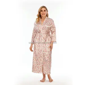 Camisola feminina de seda plus size para casa