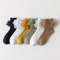 Chaussettes d'été pour filles, chaussettes à volants pour bébés et enfants, chaussettes en coton à volants blancs et noirs en dentelle pour enfants de 1 à 14 ans