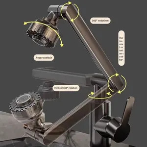 <span class=keywords><strong>Robinet</strong></span> de salle de bain moderne à bras mécanique rotatif <span class=keywords><strong>flexible</strong></span> à 1080 degrés en ABS, <span class=keywords><strong>extension</strong></span> rotative pour lavabo - Product Image 2