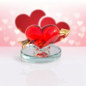 Figurine en verre en forme de cœur faite à la main avec flèche dorée, décoration d'amour pour la Saint-Valentin - Product Image 2