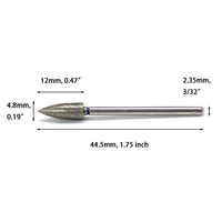 Fraise à ongles diamantée professionnelle pointue pour cuticules, manucure et pédicure russe, fraises diamantées pour ongles 4.8*12, fraises pour lime à ongles électrique