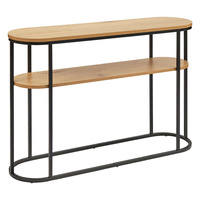 Table Console Moderne en Bois de Chêne Blanc avec Pieds en Métal Vente à Chaud Meubles de Maison d'Entrée pour Appartement Villa Salon Style Panneau