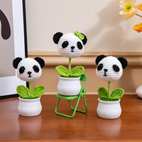 Petit Cadeau Créatif Tissé À La Main Table Décor À La Maison Tricoté Animal Poupée Pot Plante À La Main Mignon Crochet Panda