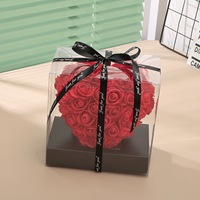 Roses éternelles Hanlou 10 cm, fleurs de rose en forme de cœur stéréo pour le commerce, cadeau de Noël, cadeau de la Saint-Valentin, boîte en forme de cœur