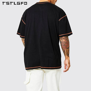 <span class=keywords><strong>Camiseta</strong></span> personalizada de algodón de alta calidad para hombres, camisetas de punto de contrato de hombro caído de gran tamaño de peso pesado en blanco - Product Image 4