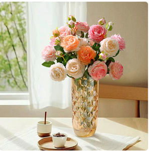 Bouquet di Peonie Artificiali in Plastica, Stile Naturale, per Sala da Pranzo, Fioritura Ricca ed Eterna, per San Valentino e Festa della Mamma - Product Image 3