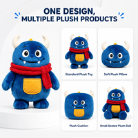 Fabrication directe usine – Nouveau design monstre bleu à cornes de taureau, en coton PP super doux, anti-stress, brodé, OEM/ODM