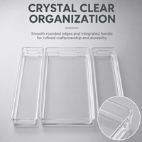 Boîte de rangement transparente en PET, 3 pièces, avec double poignée ouverte, étui d'emballage en plastique transparent pour gadgets, bibelots, petites pièces