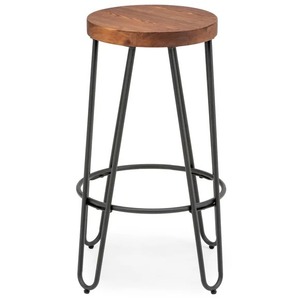 Ergonomic Contemporary Counter Height Pub <b>Stool</b> Decorative Metal Frame with Wooden Top Bar Restaurants Hotels Outdoor Settings - Product Image 5