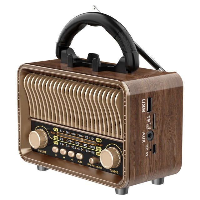Vintage Radio Portable AM/FM/SW with USB Charging Battery Antenna MG002 Model 0-5W Output Power